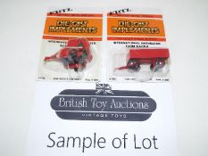 ERTL - approximately 24 diecast 1:64 scale model farm implements, wagons, bottom plows (ploughs),