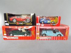 Bburago, Polistil - Four boxed Bburago and Polistil 1:18 and 1:24 scale diecast model cars.