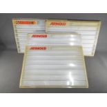 Arnold - Four plastic wall mounted N Gauge display cases by Arnold.