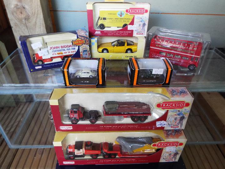 Three Trackside Days Gone diecast models, AEC Mammoth with flatbed trailer vand brick load,