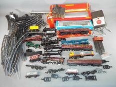 Hornby, Mainline, Lima and others - A box of OO gauge model railway parts, track, rolling stock,