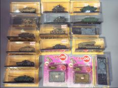DeAgostini, Dragon and Others - 17 boxed / carded diecast model tanks in various scales.