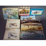 AIrfix, Frog, Revell, Novo, Bandai - A collection of 9 boxed model kits in various scales.