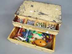 Subbuteo - A wooden scratch built chest of 2 drawers measuring approximately 17cms (H) x 40cms (W)