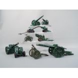 Dinky, Britains, Crescent - A collection of 10 unboxed diecast artillery pieces.