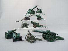 Dinky, Britains, Crescent - A collection of 10 unboxed diecast artillery pieces.