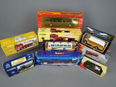 Corgi, Saico, Majorette - Nine boxed diecast model vehicles in various scales.