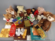 Chad Valley, Waddingtons and others - A mixed collection of children's soft toys, and vintage games.
