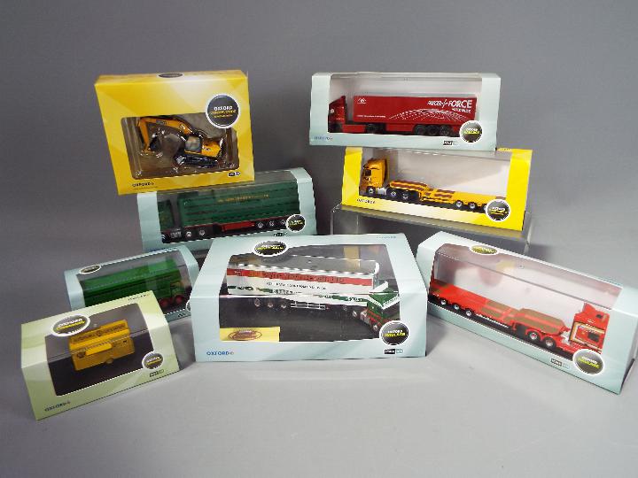 Oxford Diecast - A collection of eight boxed 1:76 scale haulage and construction vehicles from