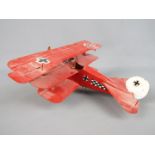 World War One (WW1) - a scratch built tin-plate model depicting the Fokker Dr-1 Red Baron tri-plane,