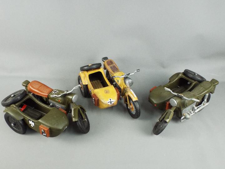 Cherilea - Three unboxed Cherilea #016 Motorcycle and Sidecar suitable for 'Action Man'.