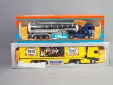 Tekno - Two boxed 1:50 scale diecast trucks by Tekno.