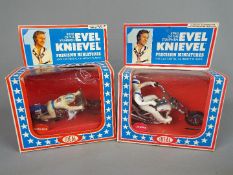 Ideal - Two vintage boxed collectable Ideal 'Evel Knievel' Precision Miniatures diecast vehicles.