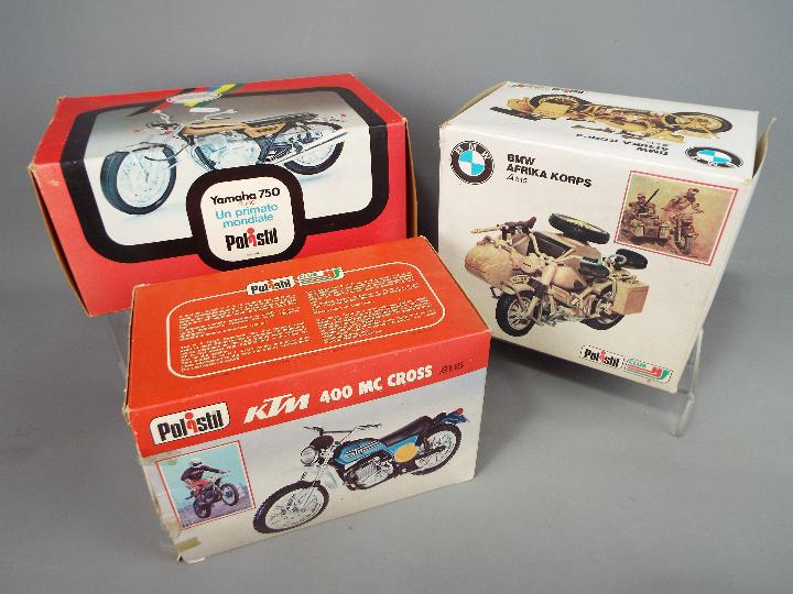 Polistil - A group of three boxed diecast motorcycles from Polistil.