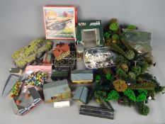 Model Railways Scenics - a quantity of assorted trees and railway accessories