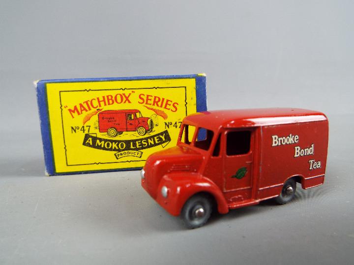 Matchbox, a Moko Lesney Product - Brooke Bond Tea Van, dark red body with grey plastic wheels # 47, - Image 2 of 2