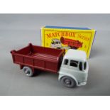 Matchbox by Lesney - Bedford Tipper Truck, grey cab and maroon back, grey plastic wheels # 3,