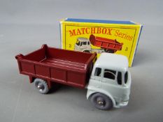 Matchbox by Lesney - Bedford Tipper Truck, grey cab and maroon back, grey plastic wheels # 3,