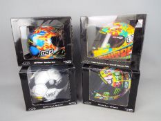 Minichamps - four Valentino Rossi 1:2 scale diecast Racing Helmets, AGV MotoGP all different,