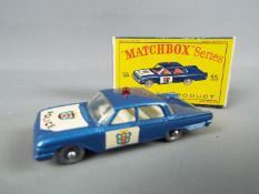 Matchbox by Lesney - Police Patrol Car, Ford Fairlane, metallic blue body,