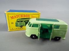 Matchbox by Lesney - Volkswagen Caravette Camping Car, pale green body, bright green chassis,