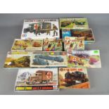 Tamiya, Airfix Humbrol, Hasegama - 11 boxed plastic model kits / figure sets in various scales.