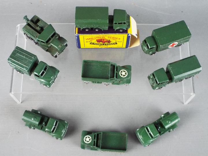 Matchbox by Lesney - A collection of nine mainly unboxed diecast military Matchbox vehicles. - Image 4 of 4