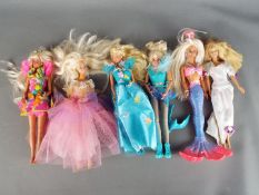 Barbie by Mattel - A collection of six poseable Barbie fashion dolls, all marked 'Mattel'.