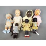 Dolls - A collection of seven mid-century jointed baby dolls to include Roddy, Rosebud and others,