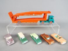 Matchbox by Lesney - six diecast unboxed models comprising Guy Warrior Tractor and Car Transporter,