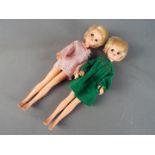 Pedigree Sindy - two Sindy dolls, both blonde with short hair, painted eyebrows,