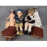 Porcelain Collector Dolls - two large porcelain collector dolls in the form of a girl and a boy,