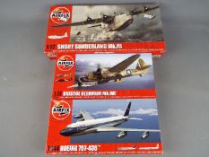 Airfix - three all plastic model kits to include a Boeing 707-436 model No. A05171.
