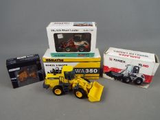 Bymo, Motorart Brami, Komatsu - Four boxed diecast 1:50 construction vehicles.