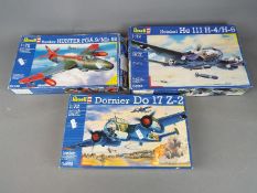 Revell - three all plastic model kits to include a Heinkel Ee 111 H-4/H-6 model No.