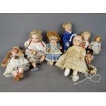 Porcelain Collector Dolls - a collection of eight contemporary porcelain faced collector dolls