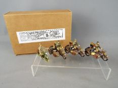 Soldiers by Bob - A boxed set of four pieces of hand painted metal French Motorcycles & sidecars