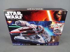 Star Wars 'The Force Awakens' Millennium Falcon action figure playset, by Hasbro, NERF dart action,