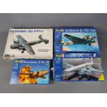 Revell - four all plastic model kits by Revell to include a Junker Ju 52/3M model No.