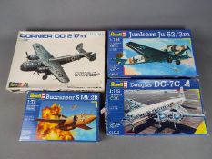 Revell - four all plastic model kits by Revell to include a Junker Ju 52/3M model No.