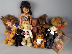 Dolls and bears - a mixed lot of collectable dolls and bears to include an English Teddy Bear Co