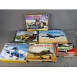 AMT, Italeri, Revell, Trumpeter - Six boxed plastic model kits in various scales.