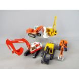 Conrad, Joal, NZG, Siku, Five unboxed 1:50 scale diecast construction vehicles.