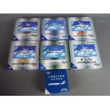 Gemini Jets - Seven boxed diecast 1:400 scale model aircraft by Gemini Jets, in various liveries.