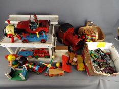 Brio, Dinky, Corgi, Others - A collection of wooden vintage toys mainly by Brio,