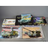 Eduard, Heller, Minicraft, Trumpeter; Hobby Craft - Six boxed plastic model kits in various scales.