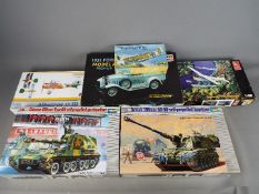 Eduard, Heller, Minicraft, Trumpeter; Hobby Craft - Six boxed plastic model kits in various scales.