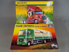 Italeri - Two boxed plastic model truck kits in 1:24 scale.