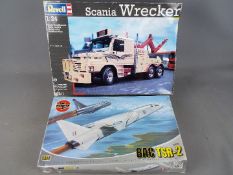 Airfix, Revell - Two boxed plastic model kits in various scales.