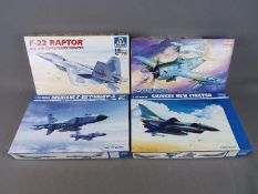 Italeri, Academy; Trumpeter - Four boxed plastic model kits in various scales.